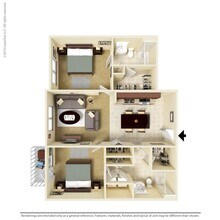 2 Bedroom - B1 1159 floor plan